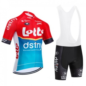 Set Fietsshirt + Korte Koersbroek 2024 Lotto Dstny Rood